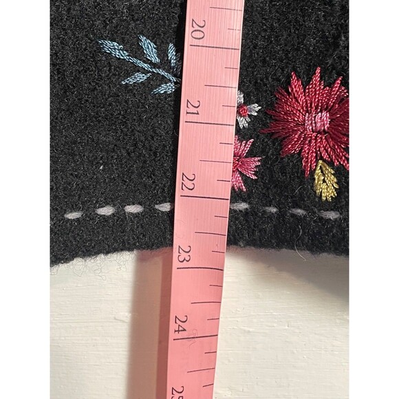 Vintage Silk Club Wool Embroidered Floral Jacket Coat Cardigan Black Boho Large - Picture 11 of 11